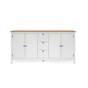 (2c) Mobile credenza 4 ante 3 cassetti bianco con top rovere 180x40xh.90 cm (BERGEN51BI) EFFEZ