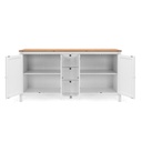 (2c) Mobile credenza 4 ante 3 cassetti bianco con top rovere 180x40xh.90 cm (BERGEN51BI) EFFEZ