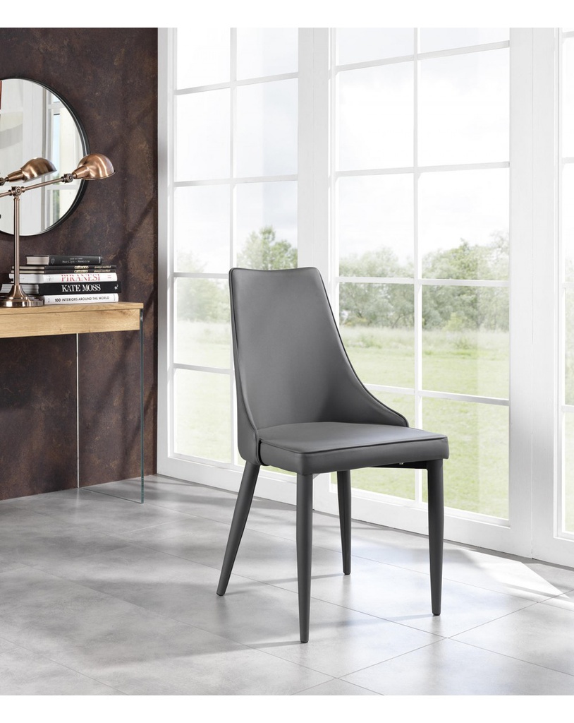 2x Sedia in similpelle grigio scuro Myriam STS