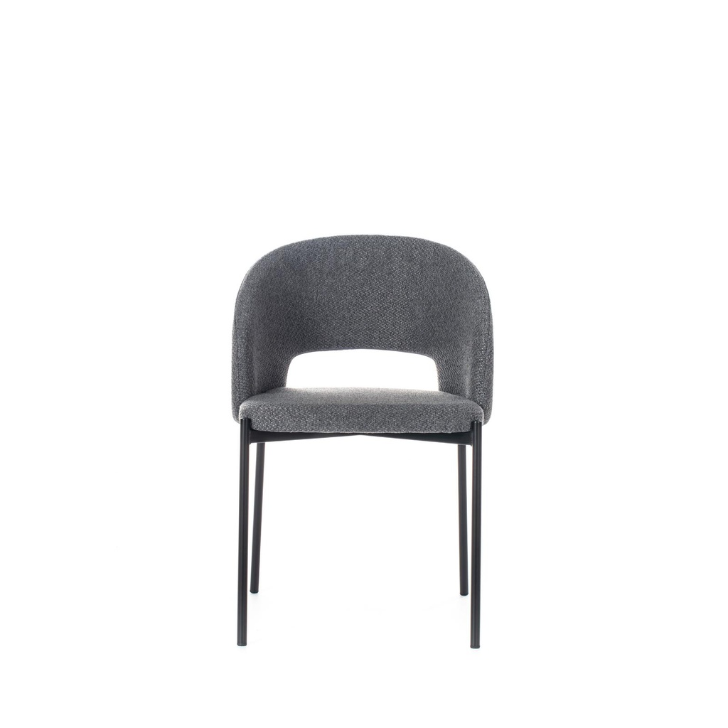 2x Sedia in tessuro grigio e gambe antracite 52x55x78,5h cm