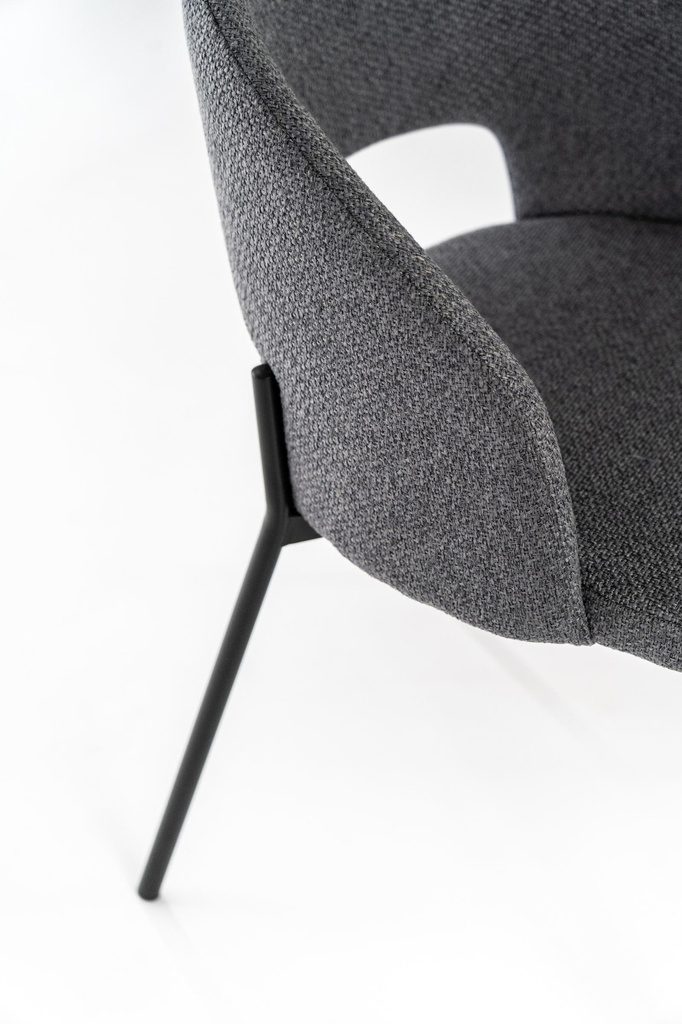 2x Sedia in tessuro grigio e gambe antracite 52x55x78,5h cm