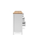 (2c) Mobile credenza 4 ante 3 cassetti bianco con top rovere 180x40xh.90 cm (BERGEN51BI) EFFEZ