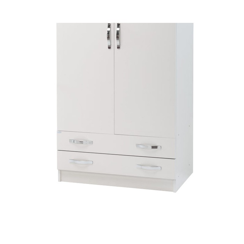 Armadio 2 ante con cassettiera Bianco Frassinato Cm 91x52xH 210 Iperbriko