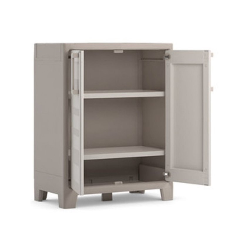 Armadio basso in resina due ante tre ripiani Beige GULLIVER 80x44x h100 cm