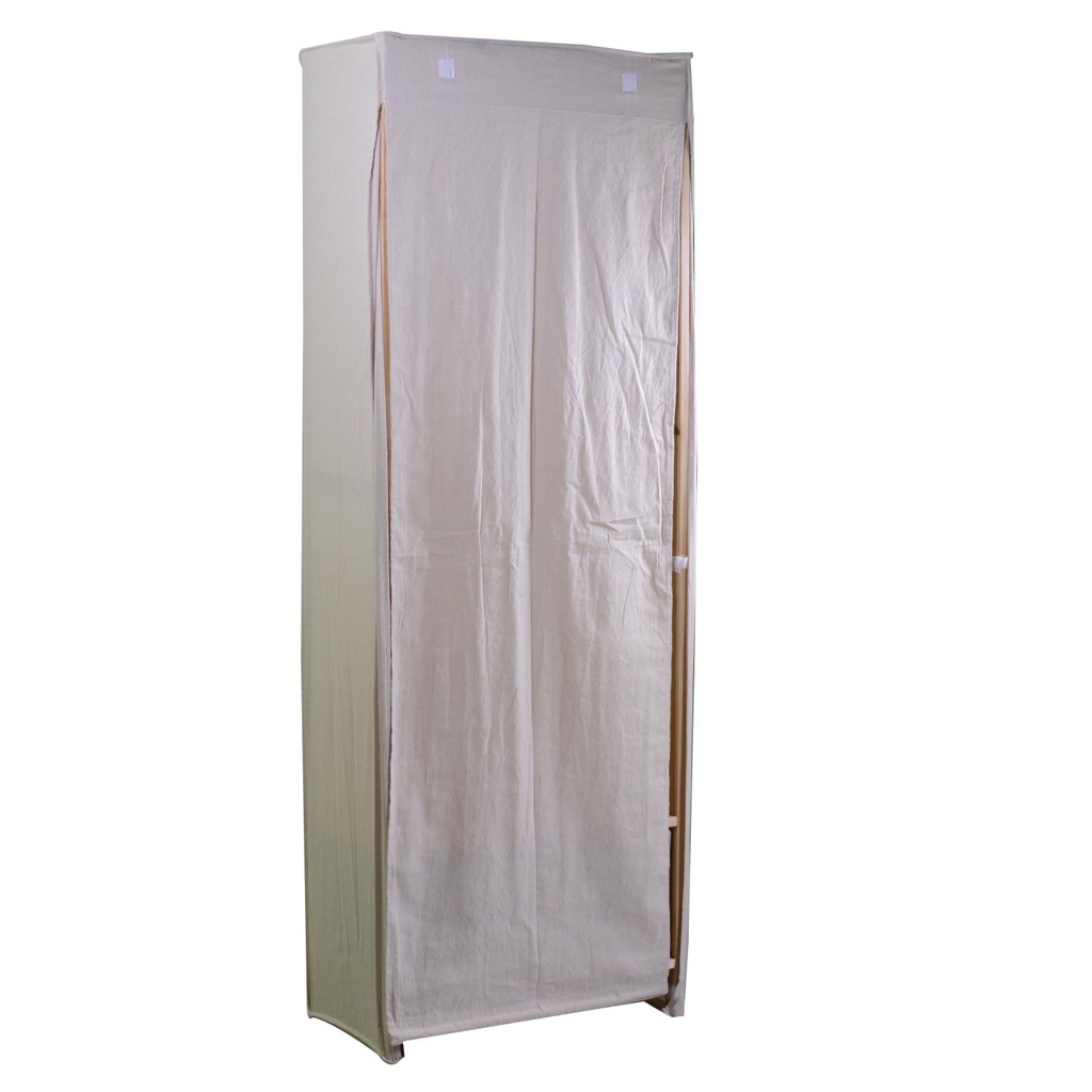 Armadio legno e stoffa 2 cassetti legno naturale rettangolare 58x36x268h cm