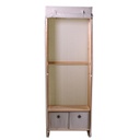 Armadio legno e stoffa 2 cassetti legno naturale rettangolare 58x36x268h cm