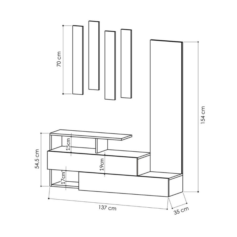 (2c) Mobile da ingresso tortora e noce con specchio Ramda 137x35xh.154 cm(RAMDATORTNOCE)