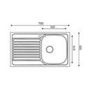 Lavello cucina vasca acciaio inox da incasso gocciolatoio sx 50x79 cm