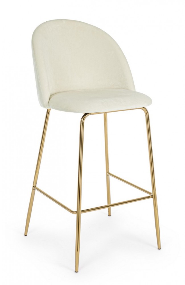 2x Sgabello bar carry bianco in velluto stile atmosphere