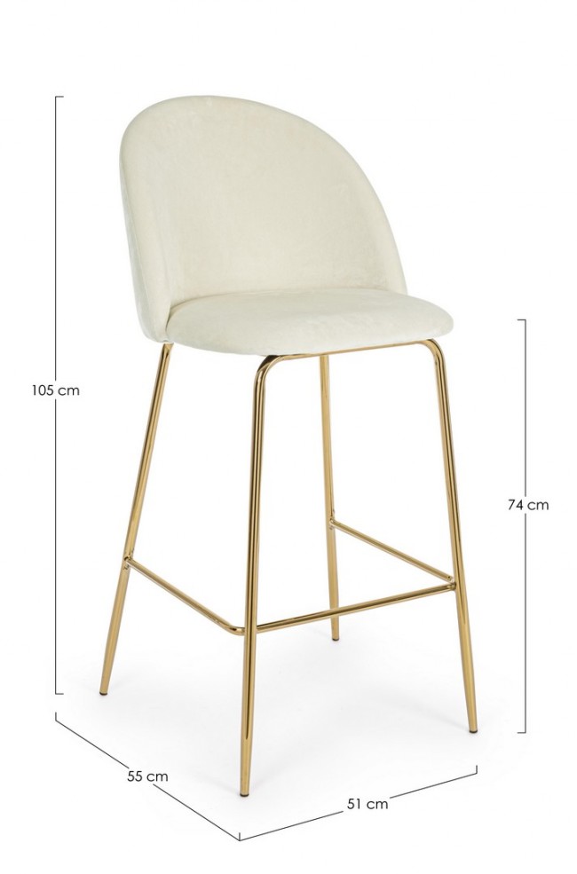 2x Sgabello bar carry bianco in velluto stile atmosphere