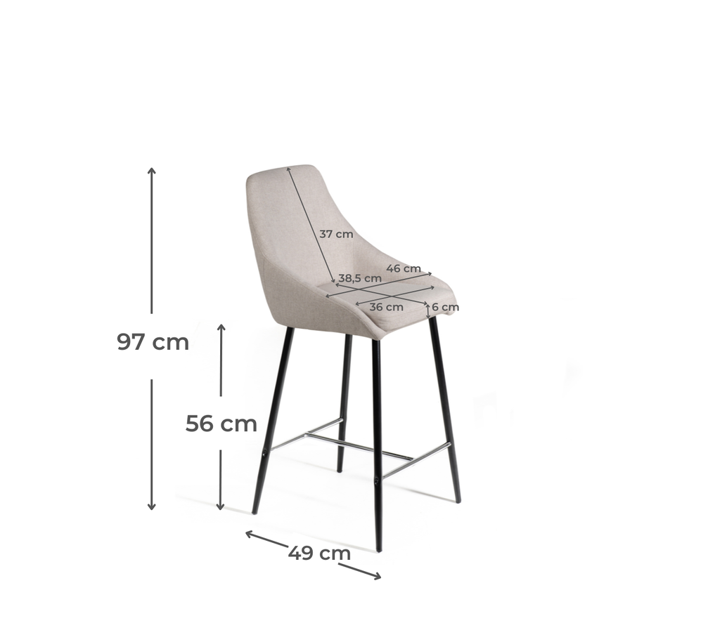 2x Sgabello in Tessuto 46cm x 49cm H. 97cm