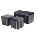 Baule c/2 puff velluto grigio cm 80x40h44