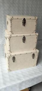 Baule ecopelle 1-3 crema cm 80x50h30