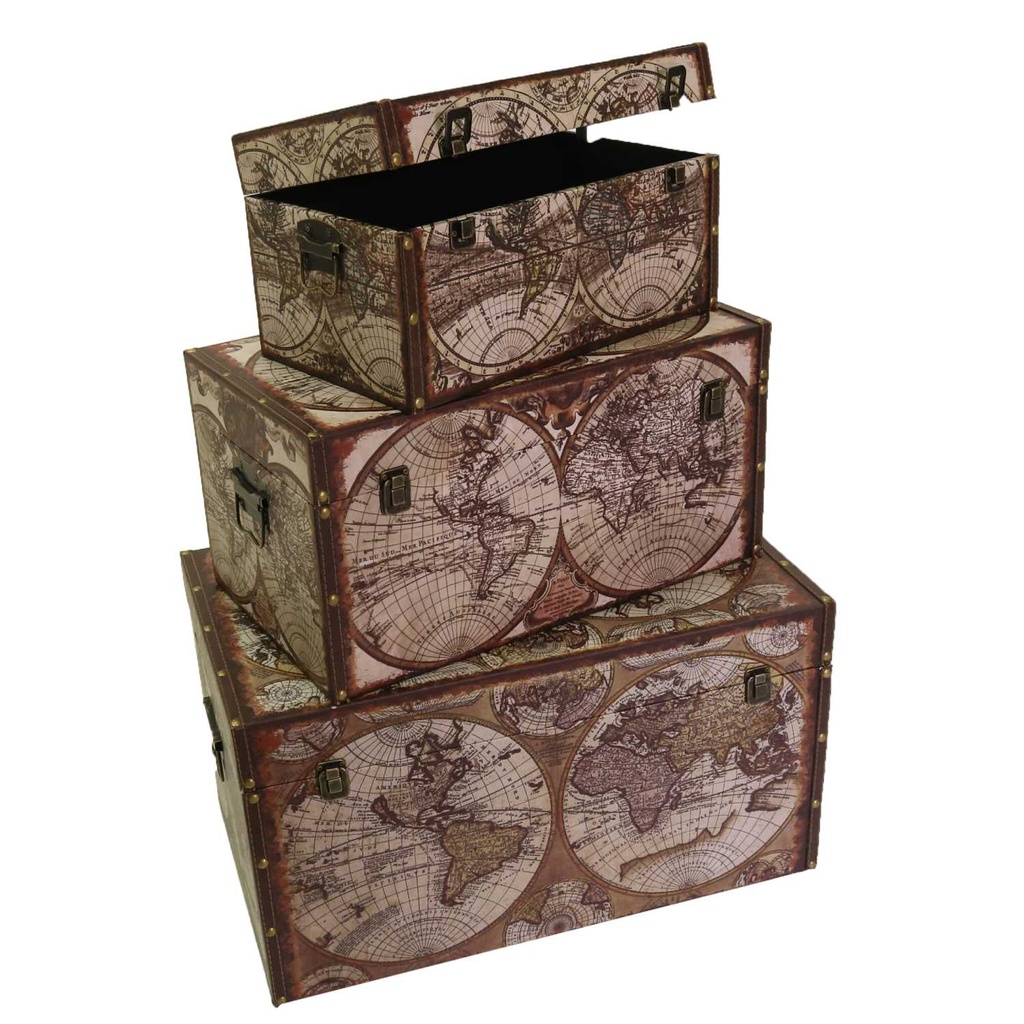 Baule ecopelle 1-3 mappamondo rettangolare cm 59x36h33