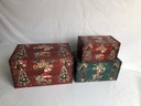 Baule ecopelle 1-3 rosso verde scritta Merry Christmas rettangolare cm 59x36h33