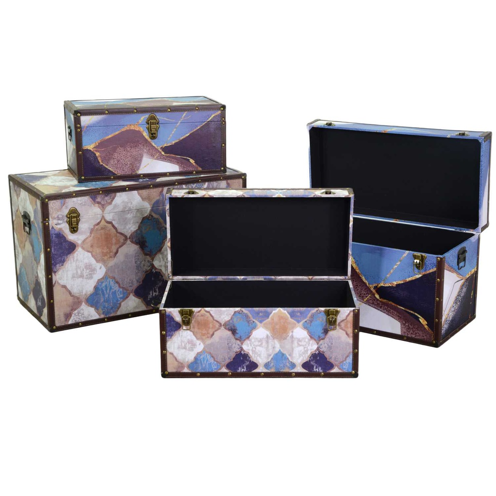 Baule ecopelle 1-4 blu marocco rettangolare cm 80x40h50