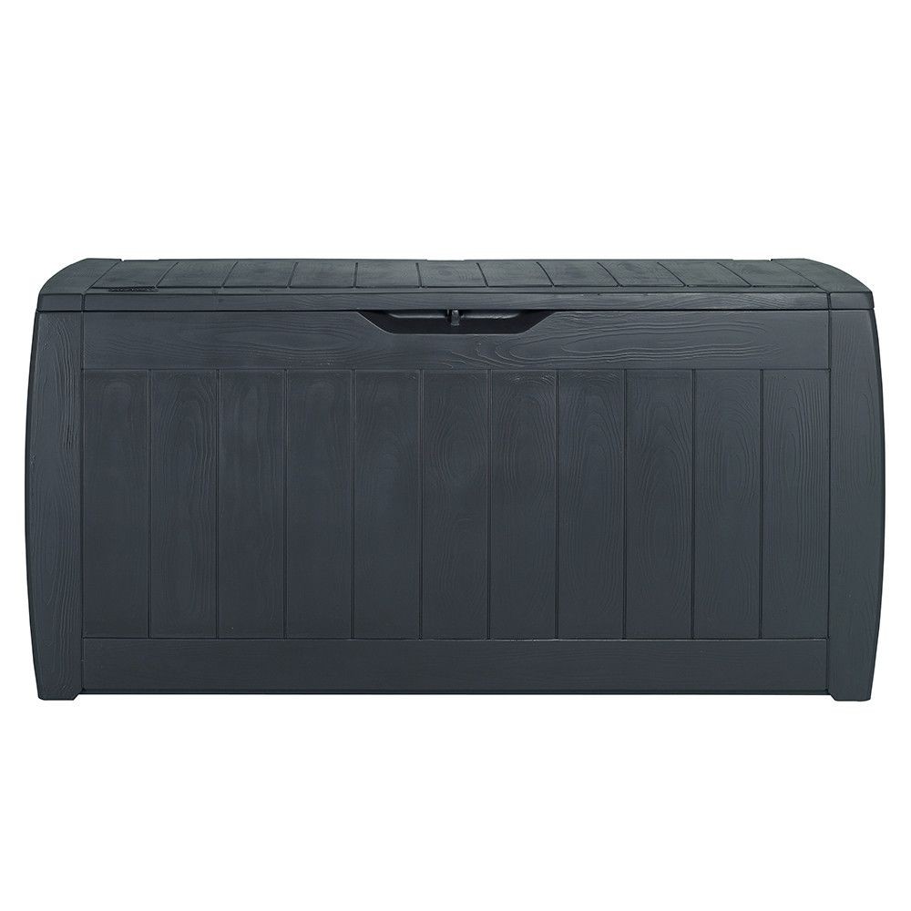 Baule in resina Hollywood con finitura grafite effetto legno lucchettabile 117,5x45xh.57,3 cm