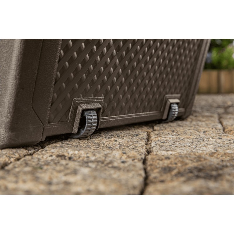 Baule in resina con finitura intreccio mesh EMILY marrone  118x45xh.57 cm