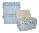 Baule rattan azzurro andrea fodera fiori blu 1-3 cm 66x41h43