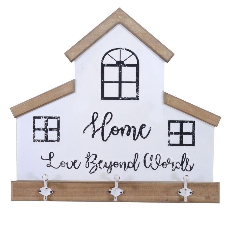 Appendino legno metallo breslavia 3 posti bianco cm 60x56x7