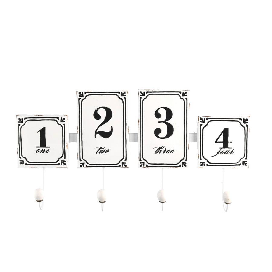 Appendino metallo 4 posti bianco con numeri cm 46x23x6