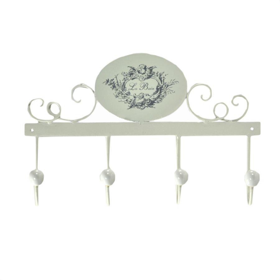 Appendino metallo le bain 4 posti decoro ovale cm 34x23x7