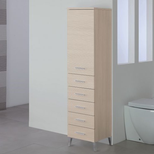 Armadietto Portasciugamani Larice Cinque cassetti  anta 35x34x h148,5 cm