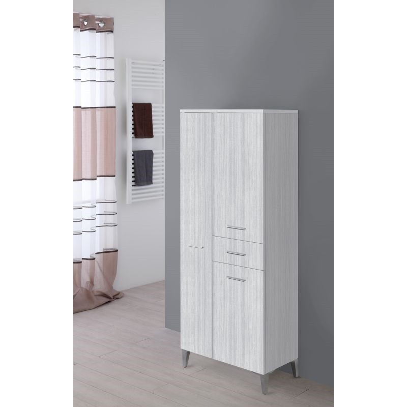 Armadietto da Bagno Grigio tre ante e un cassetto 60x35x 148,5 cm