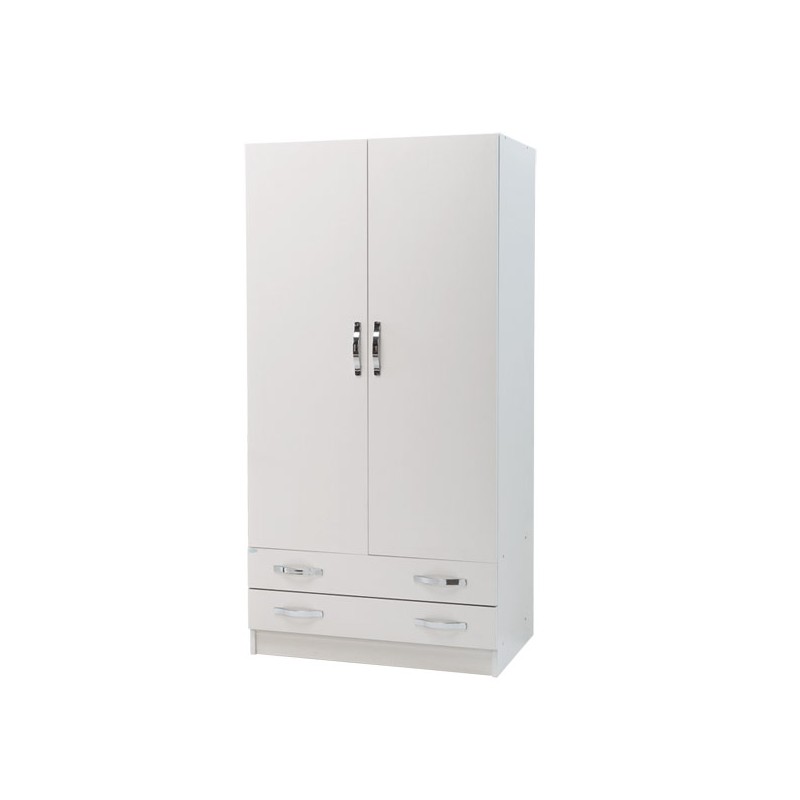Armadio 2 ante con cassettiera Bianco Frassinato Cm 91x52xH 210