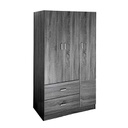 (2c) Armadio camera grigio tre ante con due cassetti cm 90 x 42 x 180 h