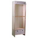 Armadio legno e stoffa 2 cassetti legno naturale rettangolare 58x36x268h cm
