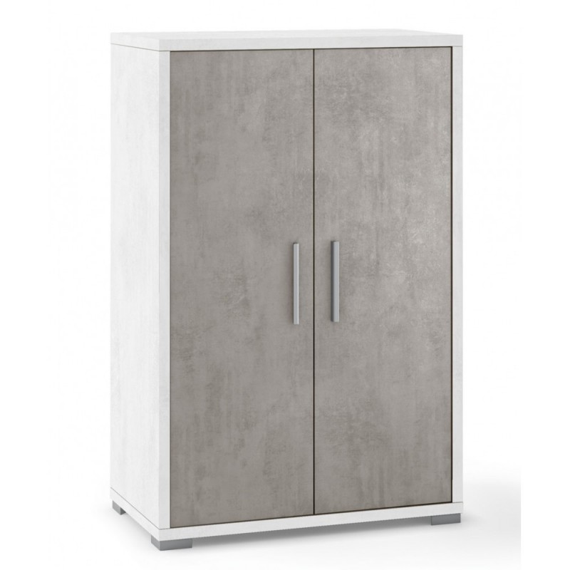Armadio multiuso due ante Bianco Cemento 71x41x h110 cm