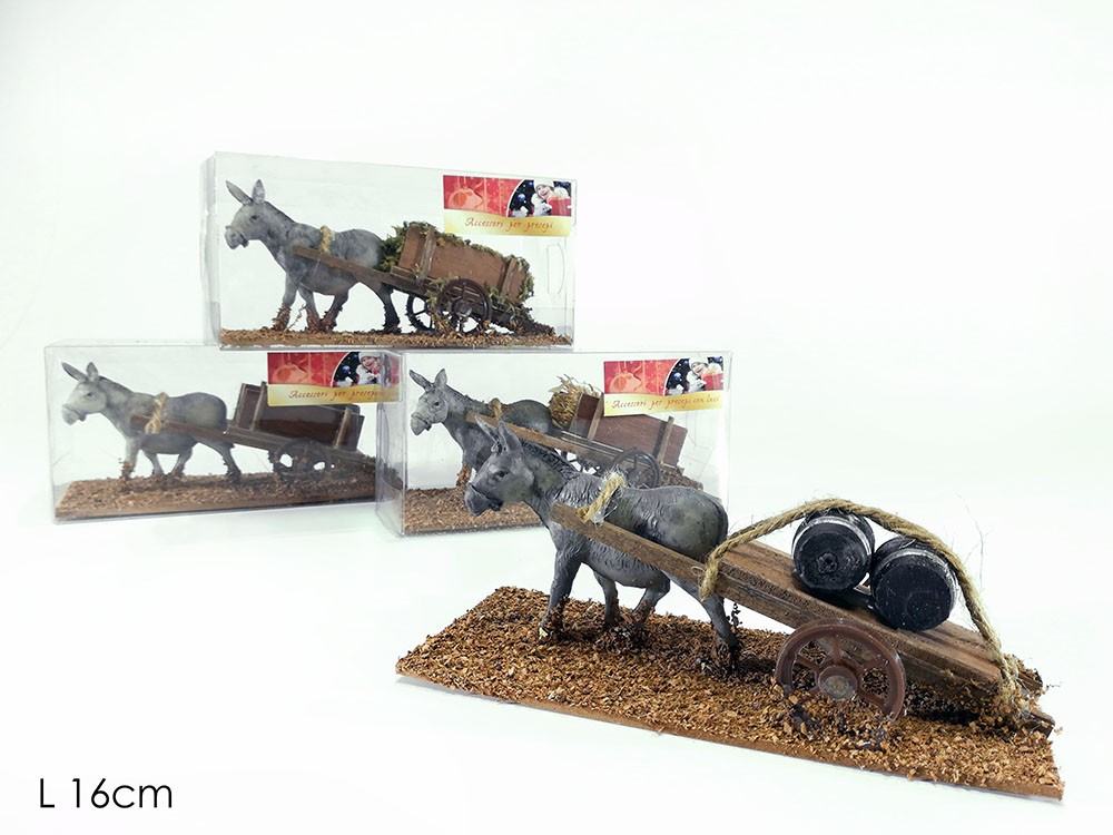 Asinello per presepe con carretto pz 1
