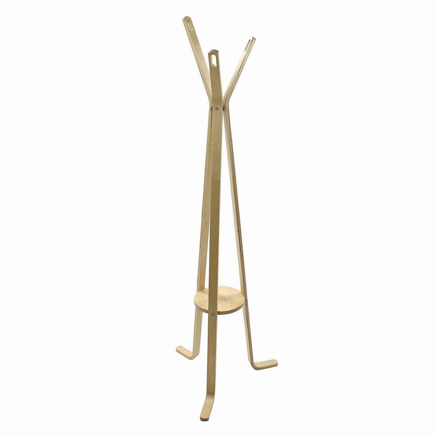 Attaccapanni a stelo legno naturale 3 braccia cm 50h170