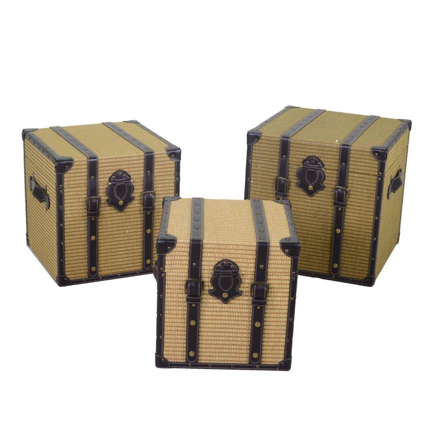 Baule ecopelle 1-3 intreccio quadro cm47x47h47,5
