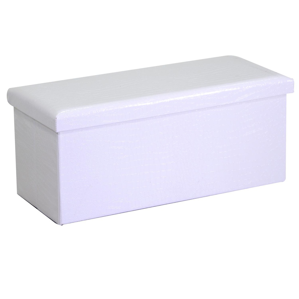 Baule ecopelle bianco rettangolare cm 76x40x41