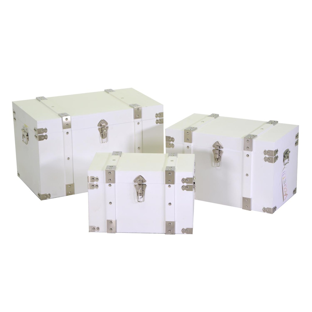 Baule legno 1-3 bianco rettangolare cm 58x34h35