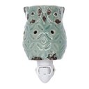 Bruciaessenze plug ceramica gufo verde cm 7
