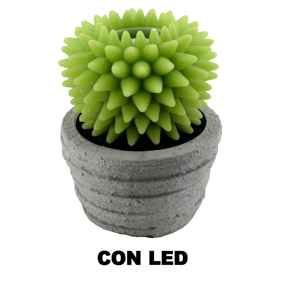 Candela Led Cactus con vaso cm 23 x 28 h