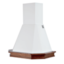 Cappa aspirante RUSTICA 5 LATI in acciaio inox bianco e cornice in legno cm 90