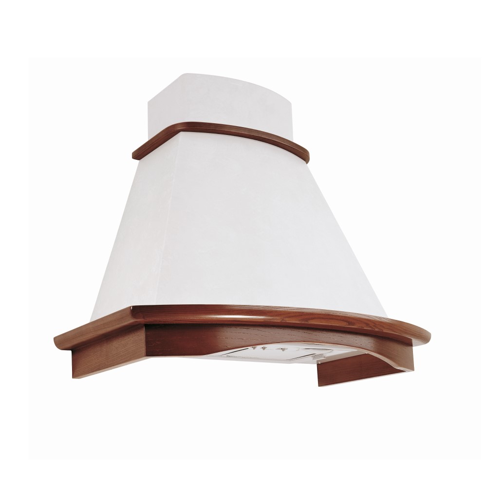 Cappa cucina rustica bianca BELLA con cornice in legno intarsio cm 60
