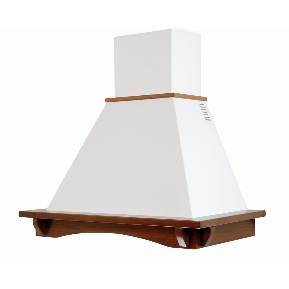 Cappa cucina rustica bianca CASTELLO con cornice in legno intarsio cm 90