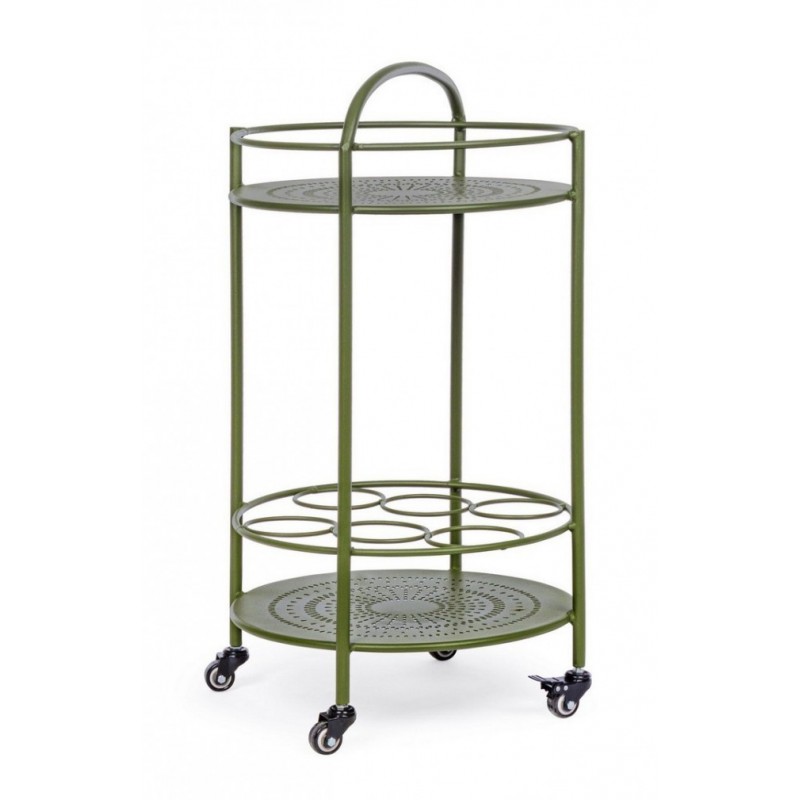 Carrello per bottiglie in acciaio Verde