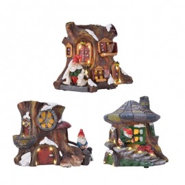 Casa albero dello gnomo decorazione natalizia 18x16x h14 cm pz 1