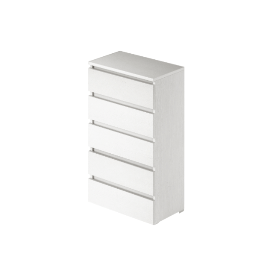 Cassettiera Bianco Frassinato in legno nobilitato con 5 cassetti h127x47x40 cm  