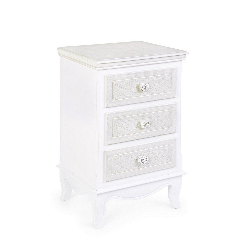 Cassettiera legno bianco 3 cassetti Charlene cm 41 x 33,5 x 68,5