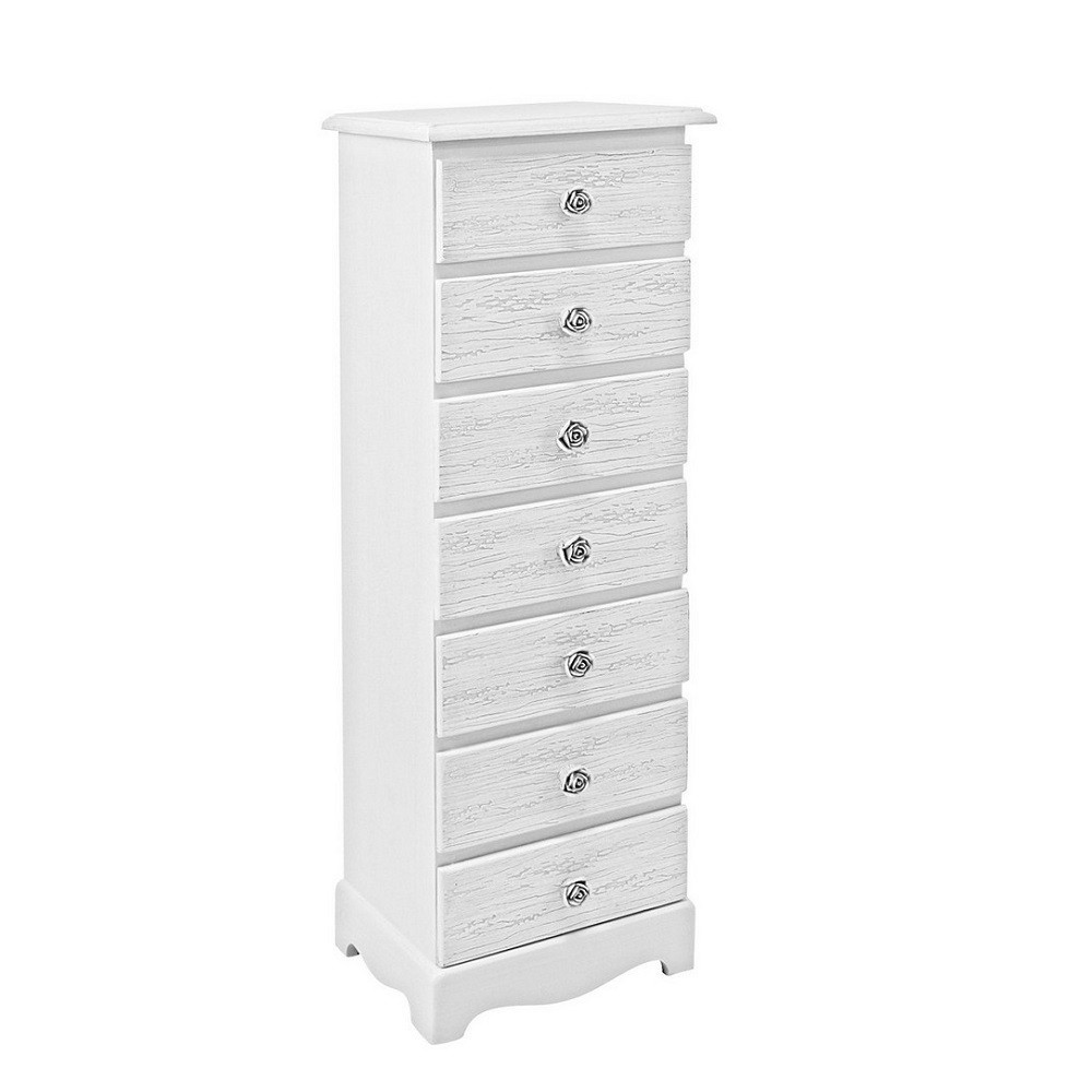 Cassettiera legno bianco 7 cassetti Blanc cm 29 x 23 x89