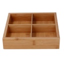 Cassetto bambù 4 scomparti naturale quadro cm 21x21h4