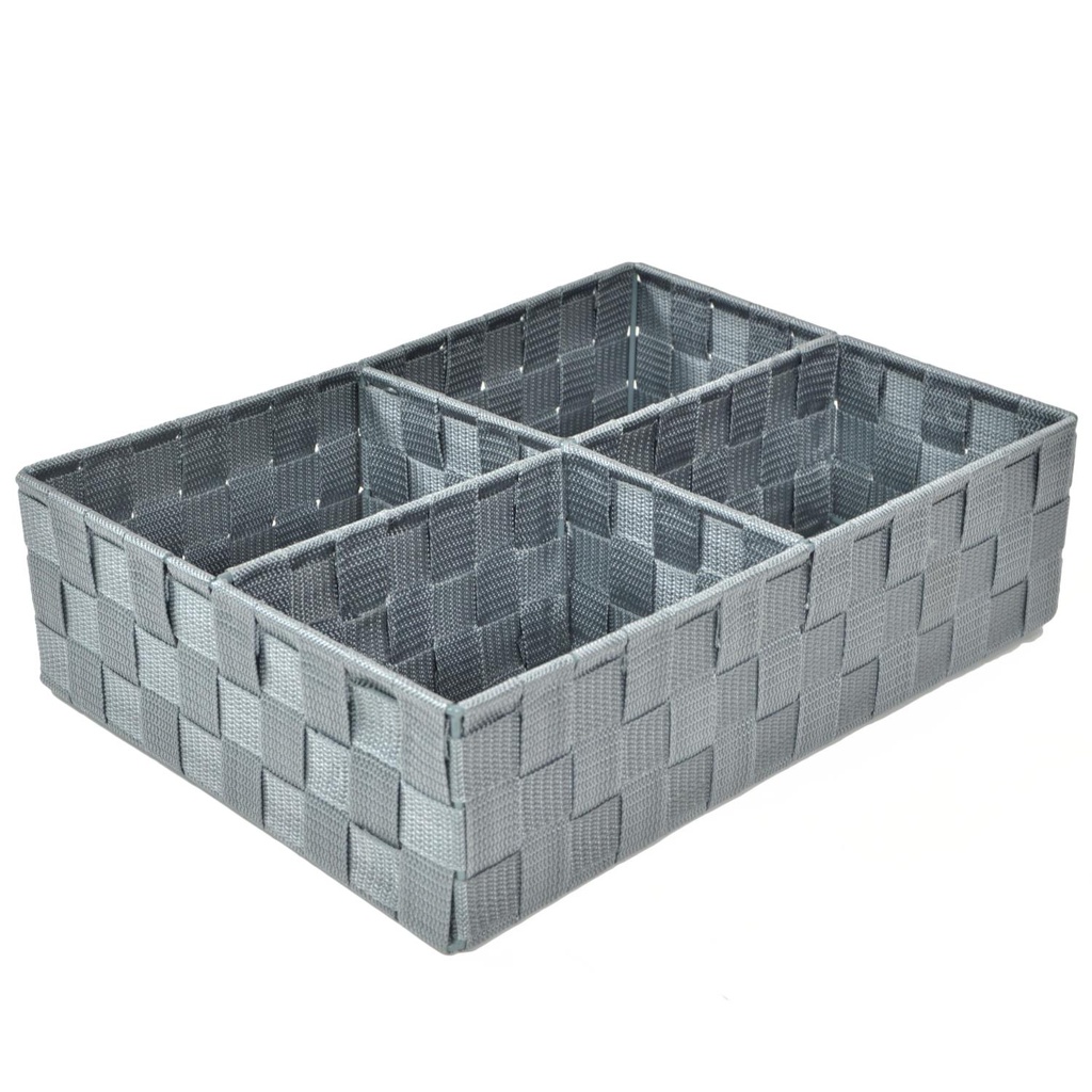 Cassetto poliestere grigio 4 scomparti cm 37x27h10