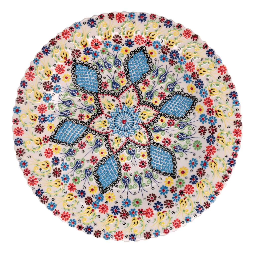 Centrotavola ceramica bianco tondo cm ø40h4